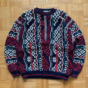 Vintage Cotton Traders 3D knight Coogi Style sweater Size Large